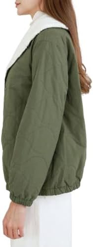 Amazhiyu Women's Sherpa-Lined Puffer Jacket Fleece Button Wi...