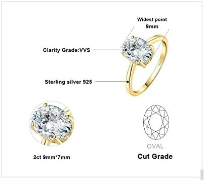 JewelryPalace Oval Shape 1ct 2ct Cubic Zirconia Solitaire En...