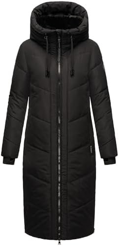 Marikoo Ladies’ Long Winter Coat with Hood & Detachable Faux...