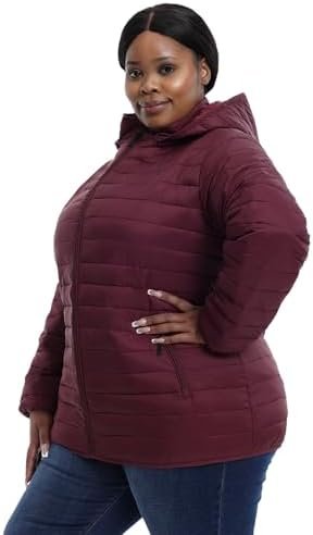 Plus Size Women's Packable Puffer Jacket 1X-6X Water-Resista...