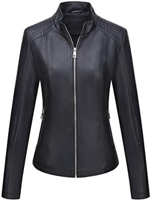 Bellivera Faux Leather Jacket Women Motorcycle Zipper Bomber...