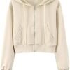Hooever Womens Cute Workout Cropped Zip Up Drawstring Hoodie...