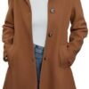 Jenkoon Women Single-Breasted A-Lined Winter Coat Mid Long W...