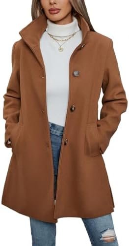 Jenkoon Women Single-Breasted A-Lined Winter Coat Mid Long W... Jenkoon Women Single-Breasted A-Lined Winter Coat Mid Long W...