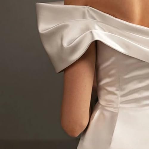 Off-Shoulder Mini Wedding Dress for Bride Satin Short Bridal...