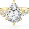 EAMTI 2CT 925 Sterling Silver Engagement Rings Pear Cut Wedd...
