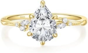 EAMTI 2CT 925 Sterling Silver Engagement Rings Pear Cut Wedd... EAMTI 2CT 925 Sterling Silver Engagement Rings Pear Cut Wedd...