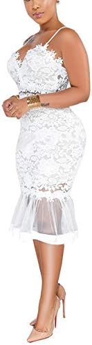 Salimdy Women Sexy Floral Lace Mesh Sheer Hollow Out Deep V ...