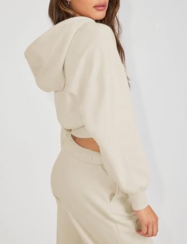 Hooever Womens Cute Workout Cropped Zip Up Drawstring Hoodie...