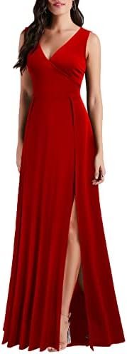 MUSHARE Women's V Neck Sleeveless Split Formal Dress Cocktai...