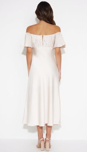 2025 Summer Women's Satin Off Shoulder Formal Dress Wedding ...