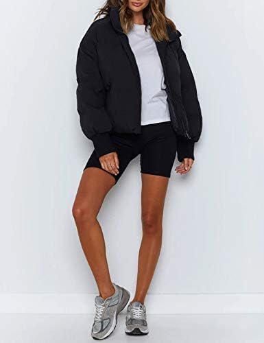 UANEO Puffer Jacket Womens Oversized Cropped Puffy Quilted W...