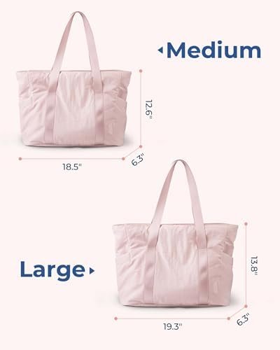 BAGSMART Tote Bag for Women with Zipper, Gym Tote with Compa...