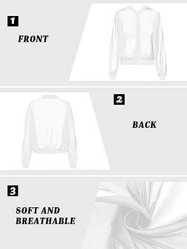 Fisoew Women's Crop Mesh Sheer Bomber Jackets Lightweight Lo...