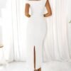 BTFBM Women 2025 Summer One Shoulder Bodycon Ruched Maxi Dre...