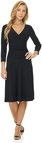Rekucci Women's Slimming 3/4 Sleeve Fit-and-Flare Crossover ... Rekucci Women's Slimming 3/4 Sleeve Fit-and-Flare Crossover ...