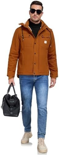 CHEXPEL Mens Fall and Winter Utility Jacket Relaxed Fit Work...