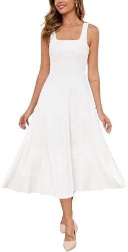 Zattcas Womens 2025 Spring Summer Square Neck Sleeveless Flo... Zattcas Womens 2025 Spring Summer Square Neck Sleeveless Flo...