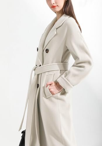 chouyatou Women's Winter Double Breasted Wool Coat Business ...