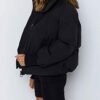 UANEO Puffer Jacket Womens Oversized Cropped Puffy Quilted W...