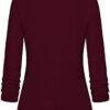 Women's Casual Open Front Blazers Shawl Lapel Ruched 3/4 Sle...