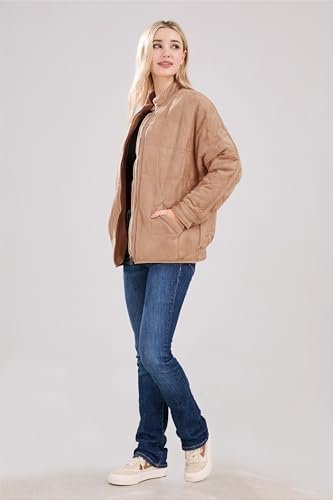 utcoco Women's Causal Lightweight Jacket Stand Collar Long S...