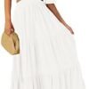 LEANI Women's 2025 Summer Cutout Maxi Dress Square Neck Shor...
