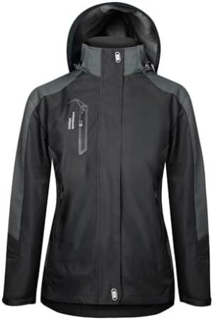 Women's Waterproof Rain Jacket with Detachable Hood Lightwei... Women's Waterproof Rain Jacket with Detachable Hood Lightwei...