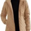 Womens Winter Outdoor Two-Pocket Fleece Hooded Long Warm Zip...
