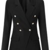 Vrtige Women's Casual Blazer Open Front Lapel Button Long Sl...