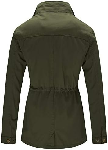 WenVen Women's Casual Military Jacket Cotton Stand Collar Ut...
