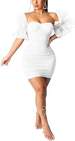 hibshaby Women Sexy Bodycon Dress Puff Sleeve Cocktail Eveni... hibshaby Women Sexy Bodycon Dress Puff Sleeve Cocktail Eveni...