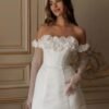 Sheer Tulle Short Wedding Dresses for Bride Elegant A-Line L...