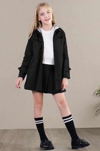 Betusline Girl's Single Breasted Trench Coat Dress Coat Oute...