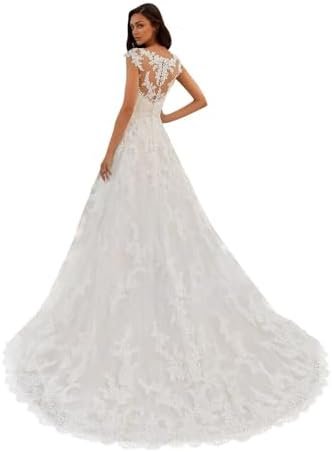 Wedding Dresses for Women Bride V Neck A Line Bridal Gowns T...