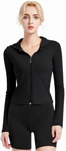 Ribbed Hoodies for Women Lightweight Full Zip Up Jackets Lon... Ribbed Hoodies for Women Lightweight Full Zip Up Jackets Lon...