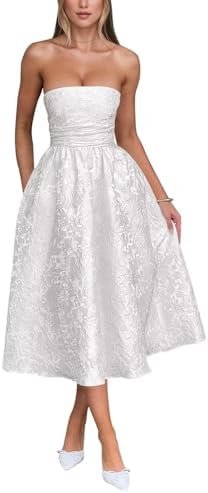 Strapless Jacquard Floral Satin Prom Dresses A Line Corset M... Strapless Jacquard Floral Satin Prom Dresses A Line Corset M...