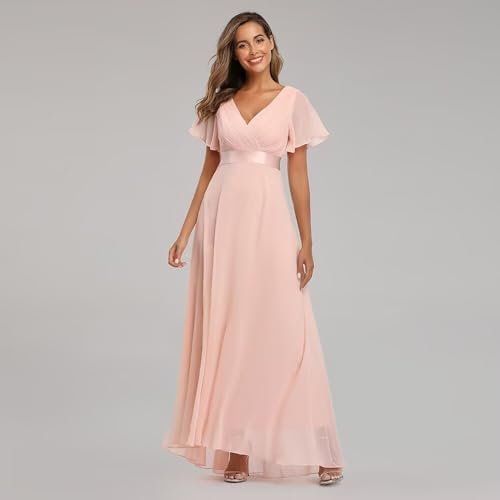 Long Chiffon Evening Gowns A-Line Empire Waist Formal Dress ...