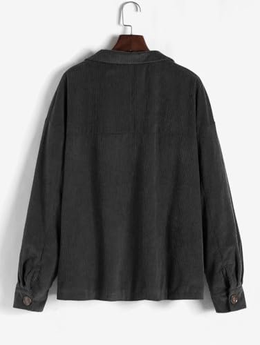 ZAFUL Women's Corduroy Loose Jacket Vintage Raglan Sleeve Ca...