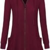 Miusey Womens Zip Up Long Hoodie Jacket Lightweight Tunic Sw...