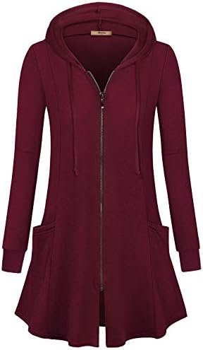 Miusey Womens Zip Up Long Hoodie Jacket Lightweight Tunic Sw...