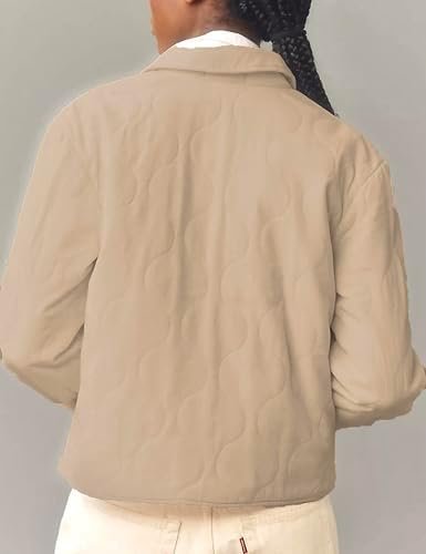 Women's Cropped Quilted Jacket Lightweight Casual Warm Winte...