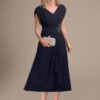 Women's A Line Chiffon Mother of The Bride Dress Cap Sleeves...
