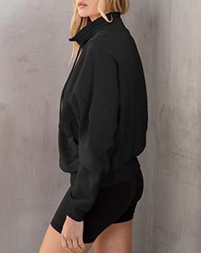 INFITTY Womens Long Sleeve Jacket Full Zip Up Stand Collar w...