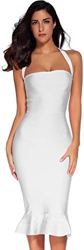 Womens Halter Fishtail Bandage Party Dress Elegant Wedding G...