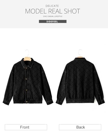 Sidefeel Women's Jean Jacket Long Sleeve Zimbaplatinum Overs...