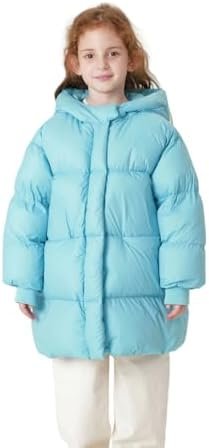 marc & janie Girls Long Sleeve Mid-Length Hooded Down Jacket... marc & janie Girls Long Sleeve Mid-Length Hooded Down Jacket...