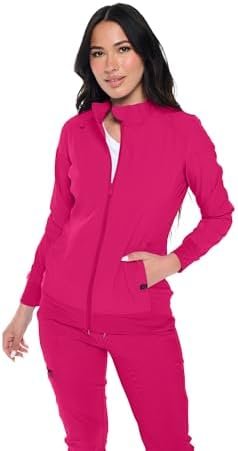 Monarch Uniforms Womens Scrub Jacket Zippered Warm-up Jacket Monarch Uniforms Womens Scrub Jacket Zippered Warm-up Jacket