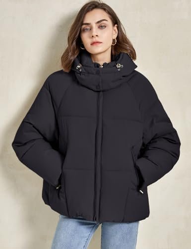 Gihuo Womens Puffer Jacket Full Zip Quilted Hooded Bubble Co...