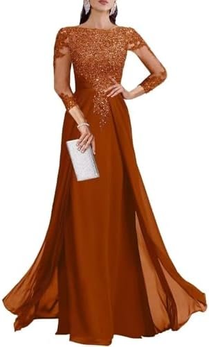 3/4 Sleeve Mother of The Bride Dresses for Wedding Sequin La...